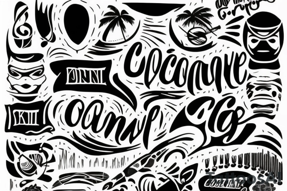 coconut one line tattoo idea