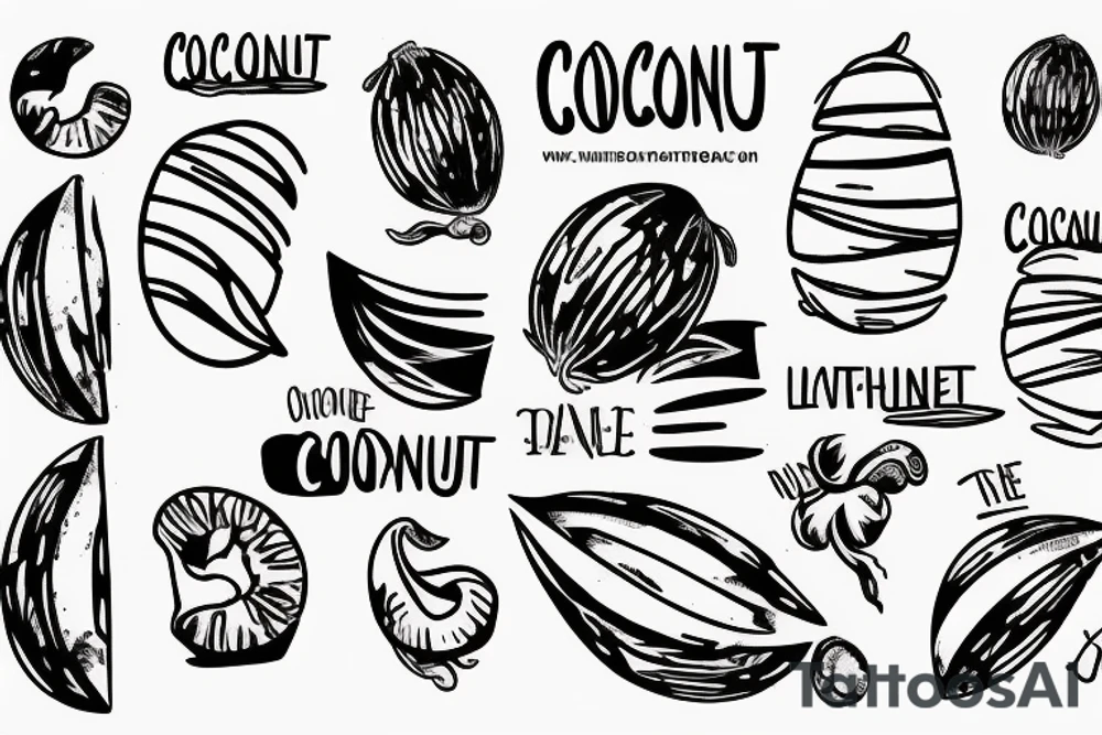 coconut one line tattoo idea