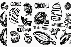 coconut one line tattoo idea