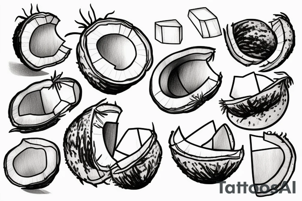 coconut one line tattoo idea