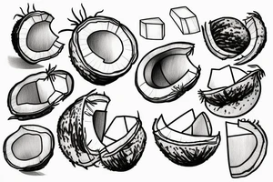 coconut one line tattoo idea