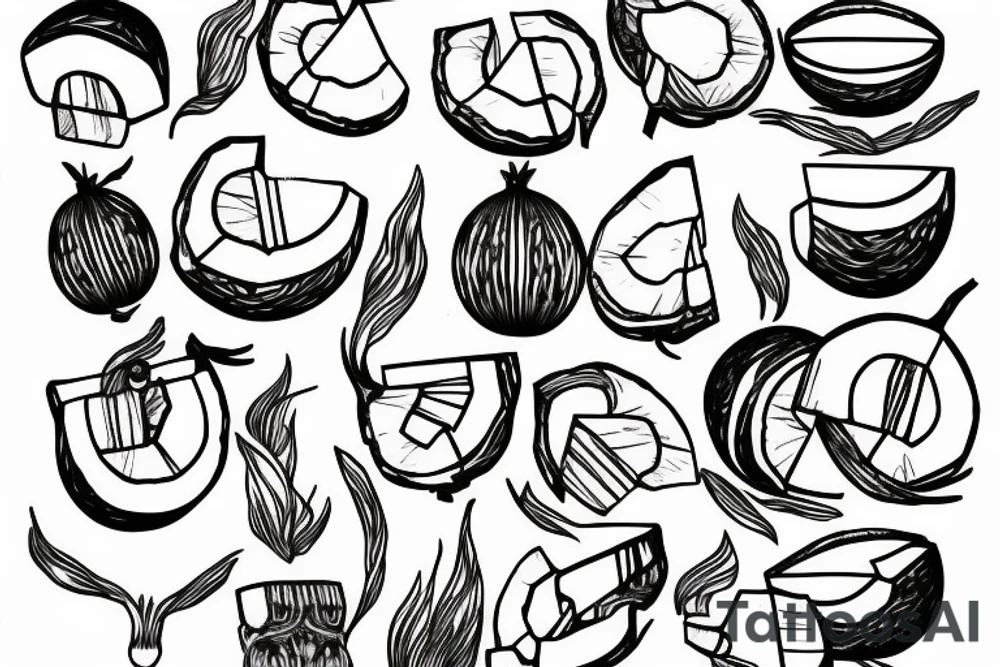 coconut one line tattoo idea
