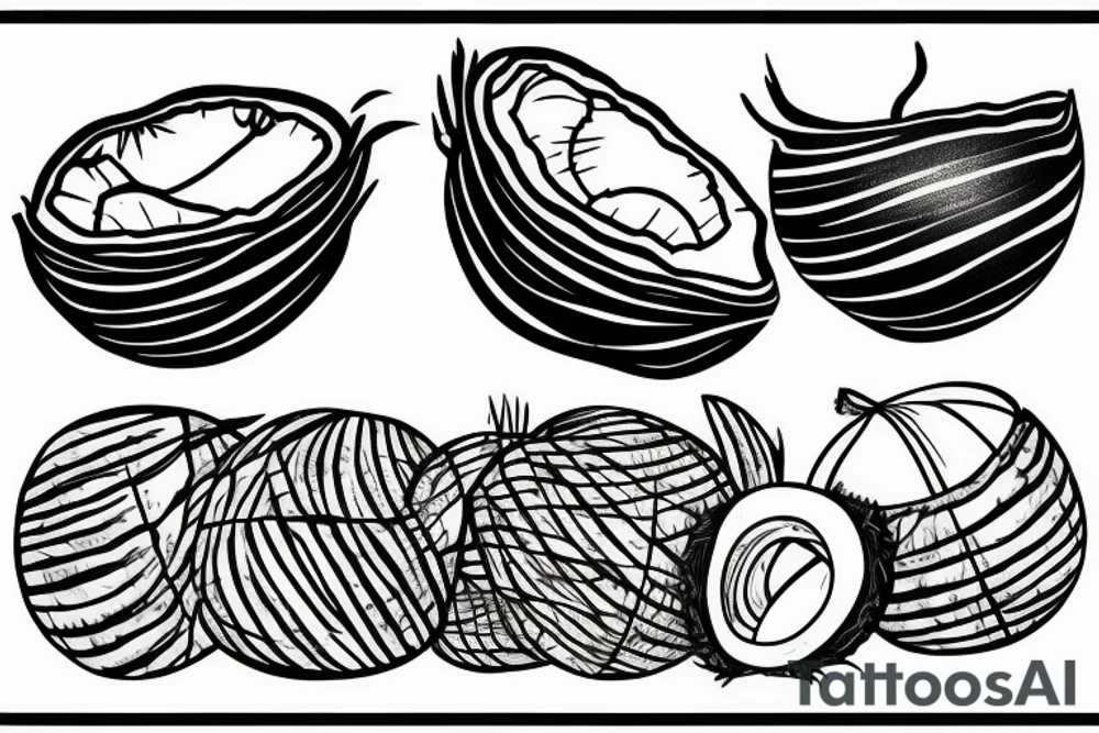 coconut one line tattoo idea