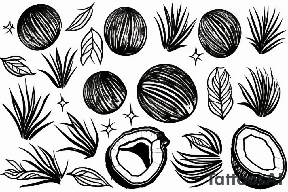 coconut one line tattoo idea