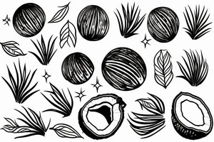 coconut one line tattoo idea