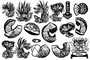 coconut inscription tattoo idea