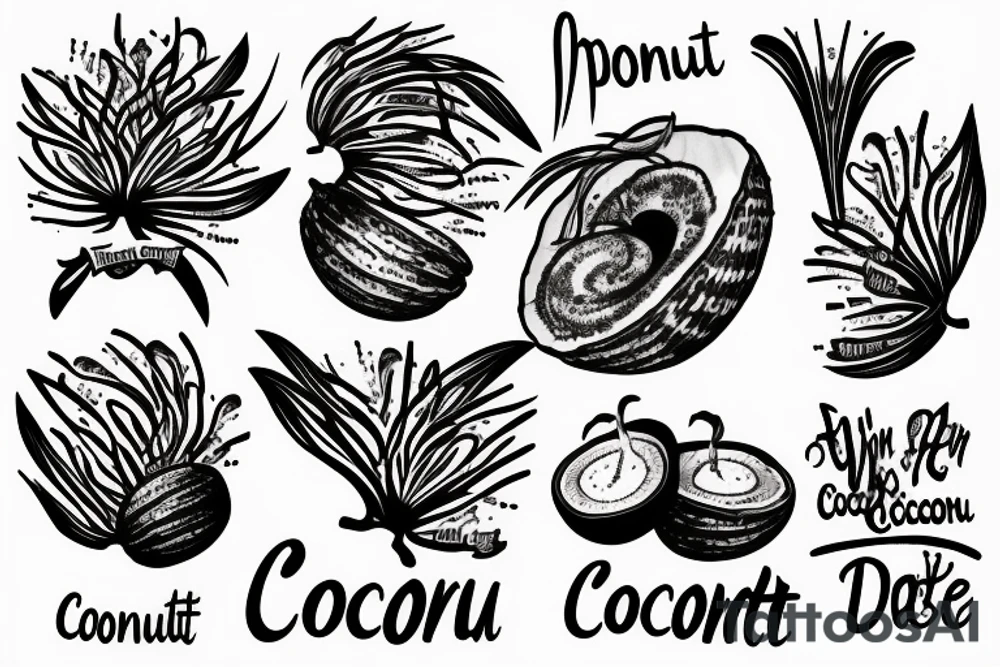 coconut inscription tattoo idea