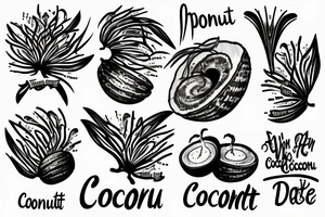 coconut inscription tattoo idea