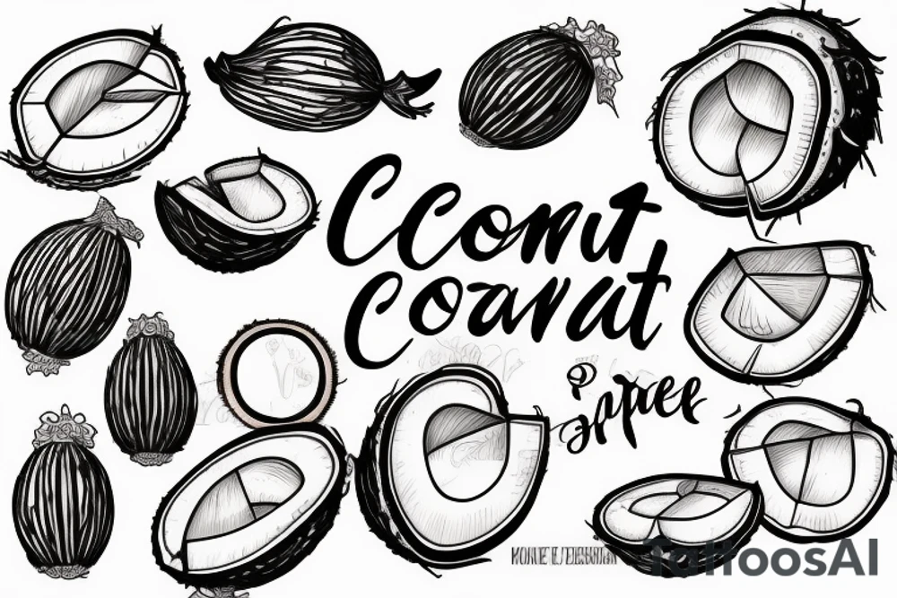 coconut inscription tattoo idea