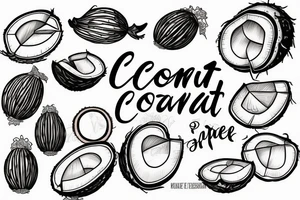 coconut inscription tattoo idea