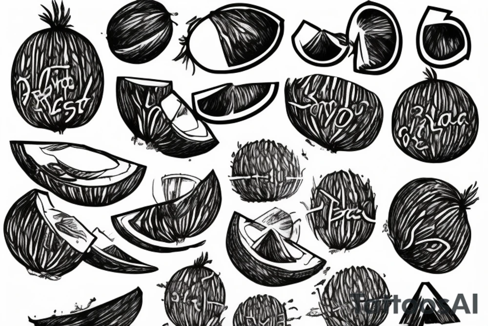 coconut inscription tattoo idea