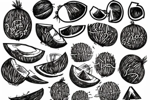 coconut inscription tattoo idea