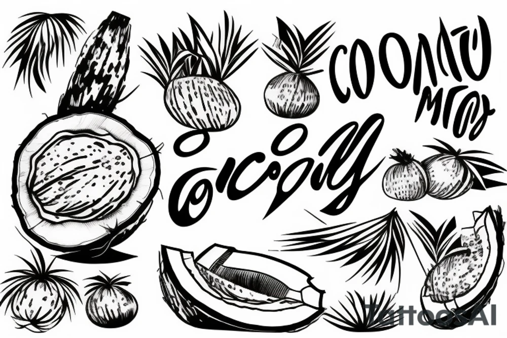 coconut in words tattoo idea