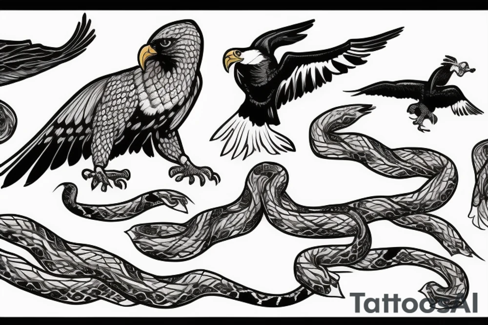 A eagle killing a snake tattoo idea