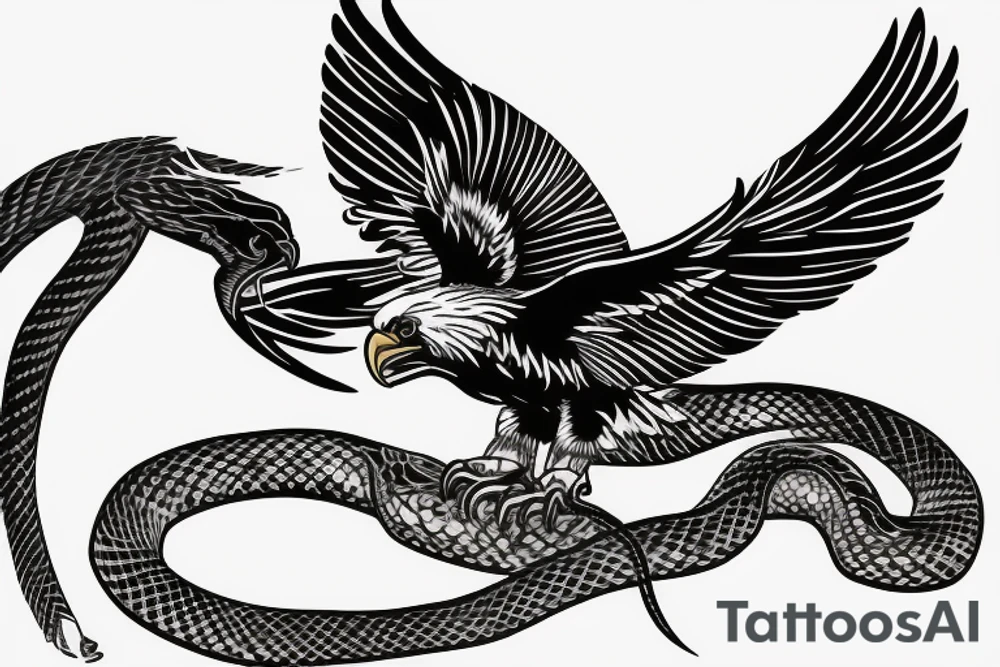 Wedge tail eagle fighting a snake tattoo idea