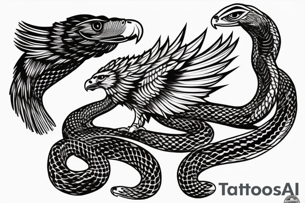 Wedge tail eagle fighting a snake tattoo idea