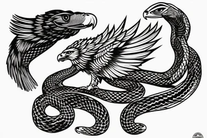 Wedge tail eagle fighting a snake tattoo idea