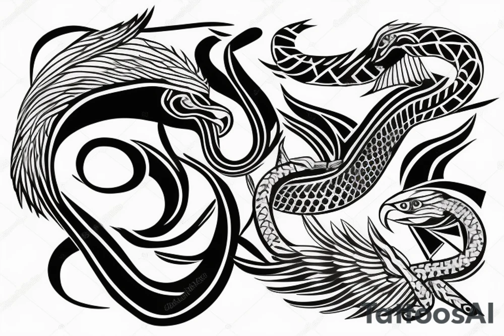 Wedge tail eagle fighting a snake tattoo idea