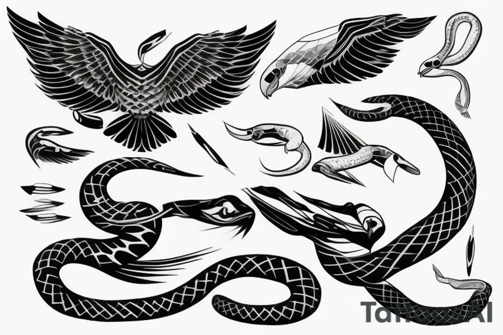 Wedge tail eagle fighting a snake tattoo idea