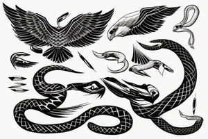 Wedge tail eagle fighting a snake tattoo idea