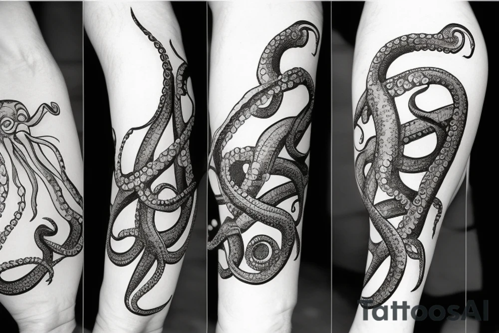 Octopus fighting a sail ship tattoo idea