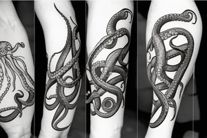 Octopus fighting a sail ship tattoo idea