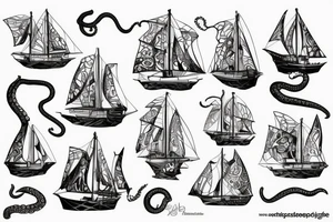 Octopus fighting a sail ship tattoo idea