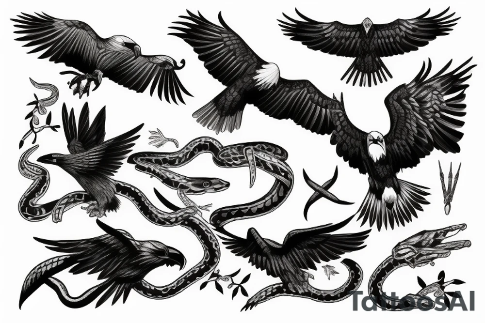 Eagle killing snake tattoo idea