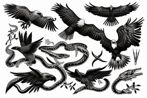 Eagle killing snake tattoo idea