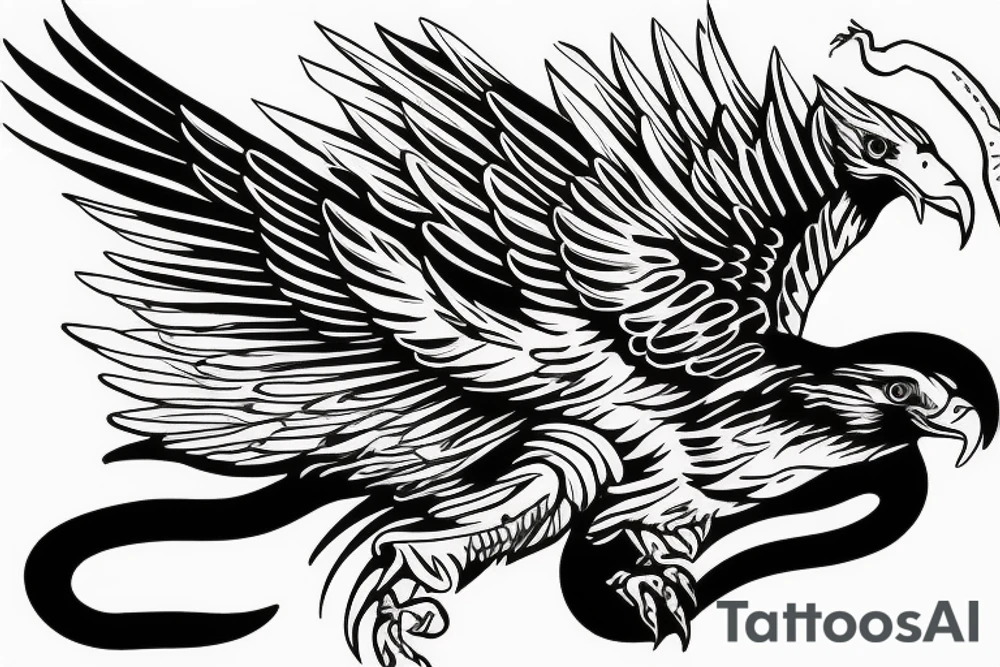 Eagle killing snake tattoo idea