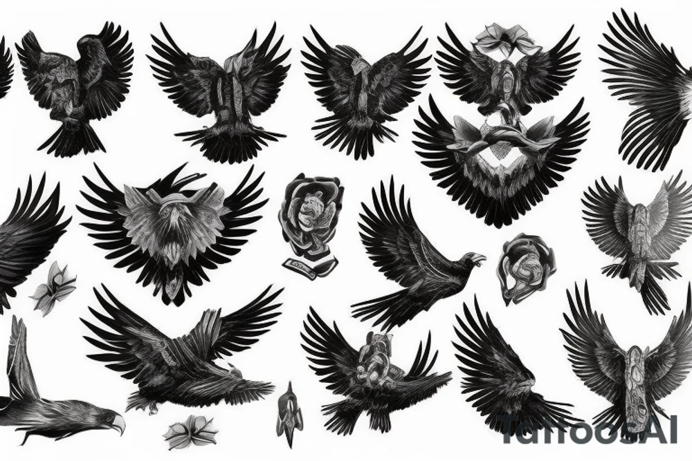 Eagle wings spread tattoo idea