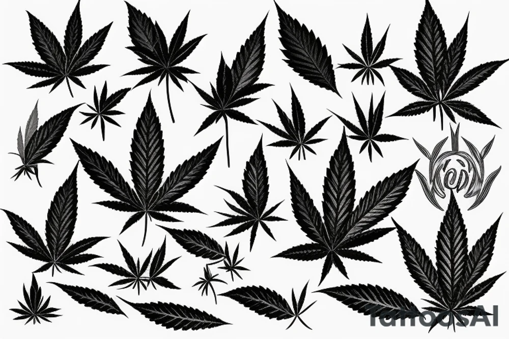 beautiful five leaf marijuana tattoo idea