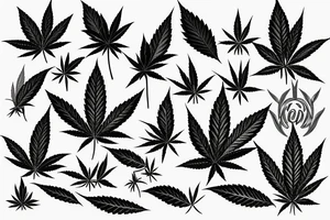 beautiful five leaf marijuana tattoo idea