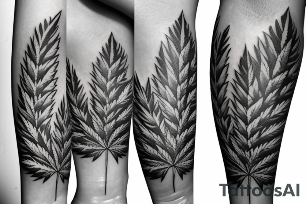 beautiful five leaf marijuana tattoo idea