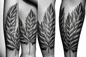 beautiful five leaf marijuana tattoo idea