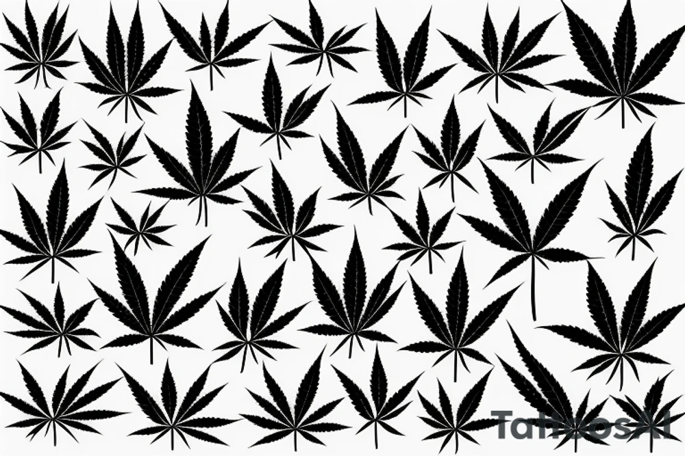 beautiful five leaf marijuana tattoo idea