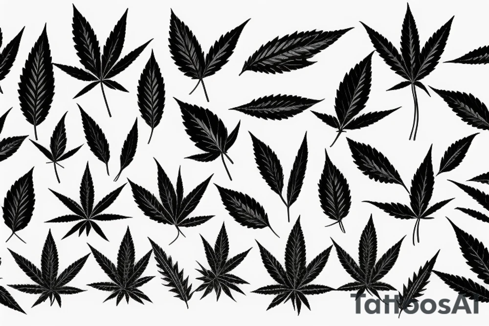 beautiful five leaf marijuana tattoo idea