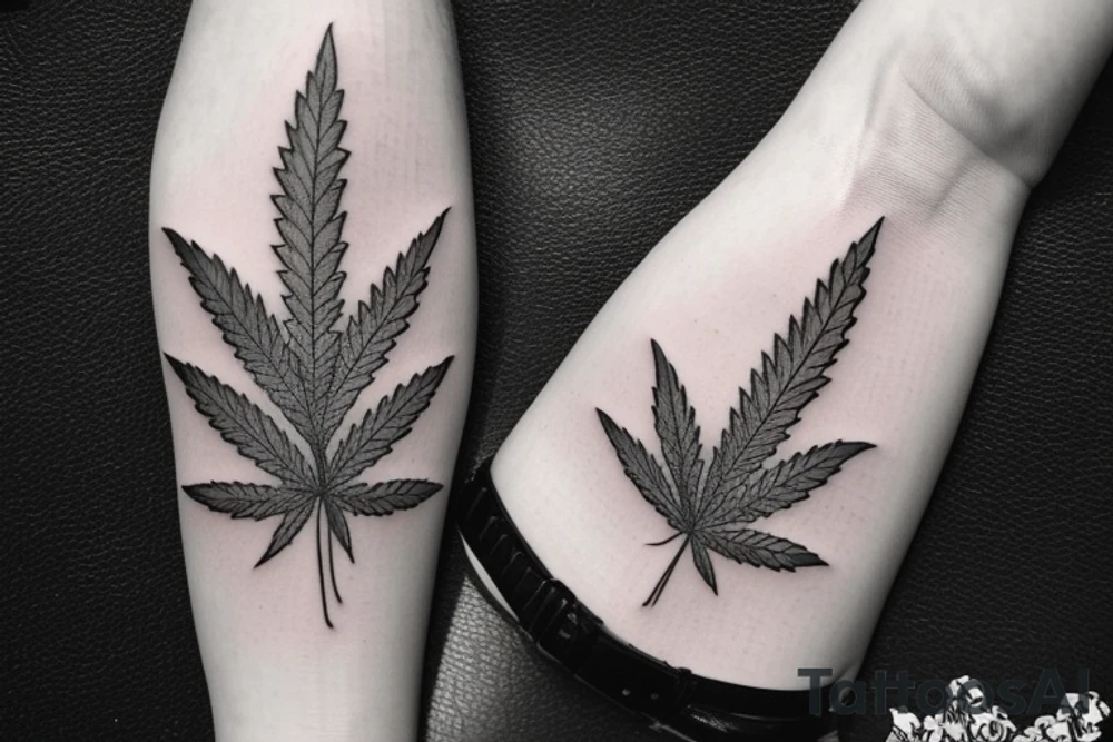 beautiful five leaf marijuana tattoo idea