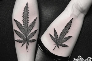 beautiful five leaf marijuana tattoo idea