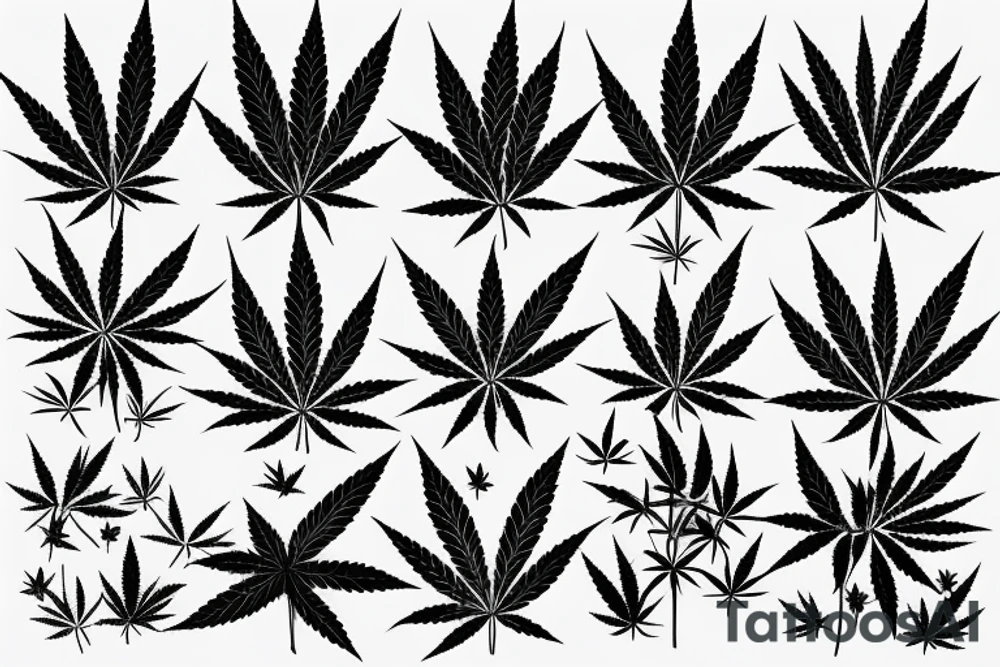 beautiful five leaf marijuana tattoo idea