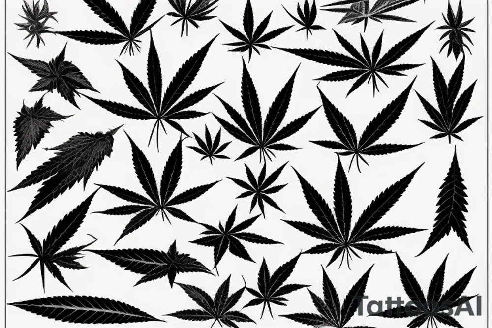 beautiful five leaf marijuana tattoo idea