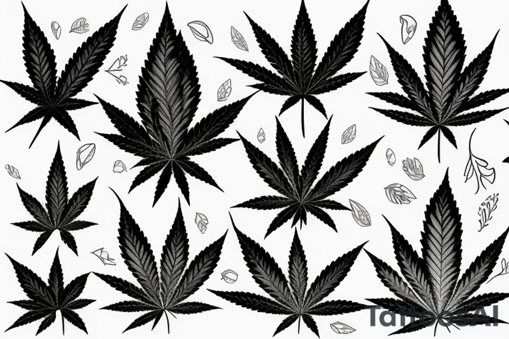 beautiful five leaf marijuana tattoo idea