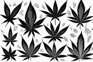 beautiful five leaf marijuana tattoo idea