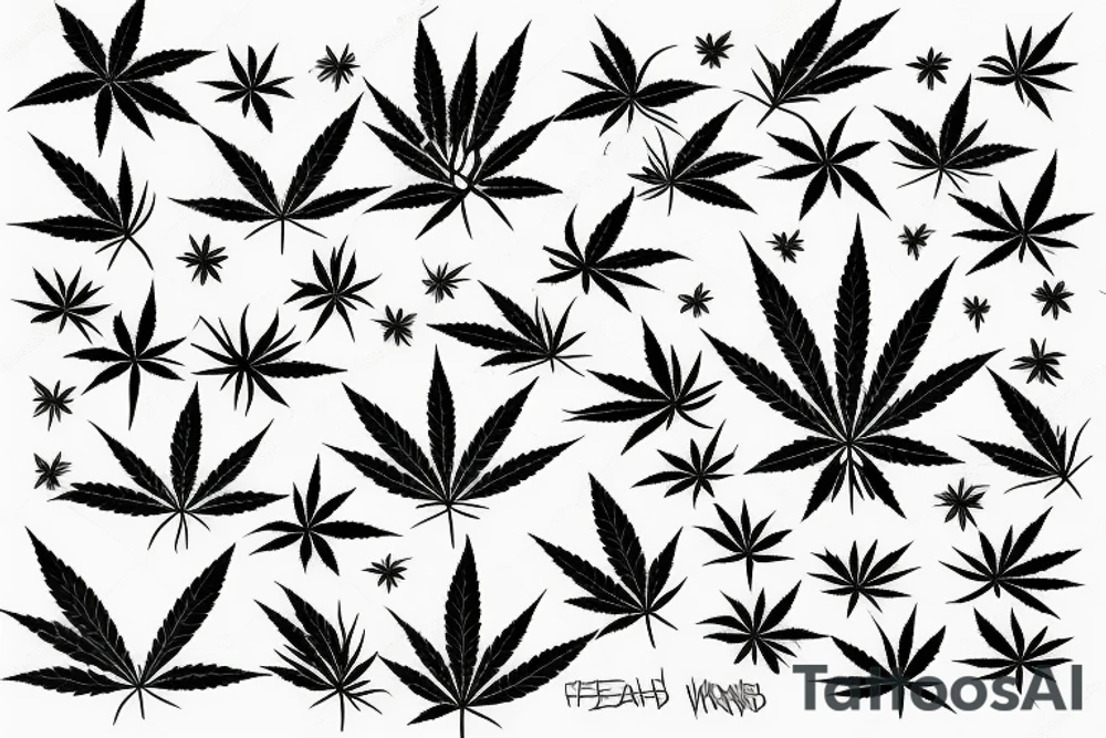 beautiful five leaf marijuana tattoo idea