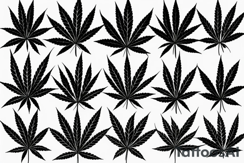 beautiful five leaf marijuana tattoo idea
