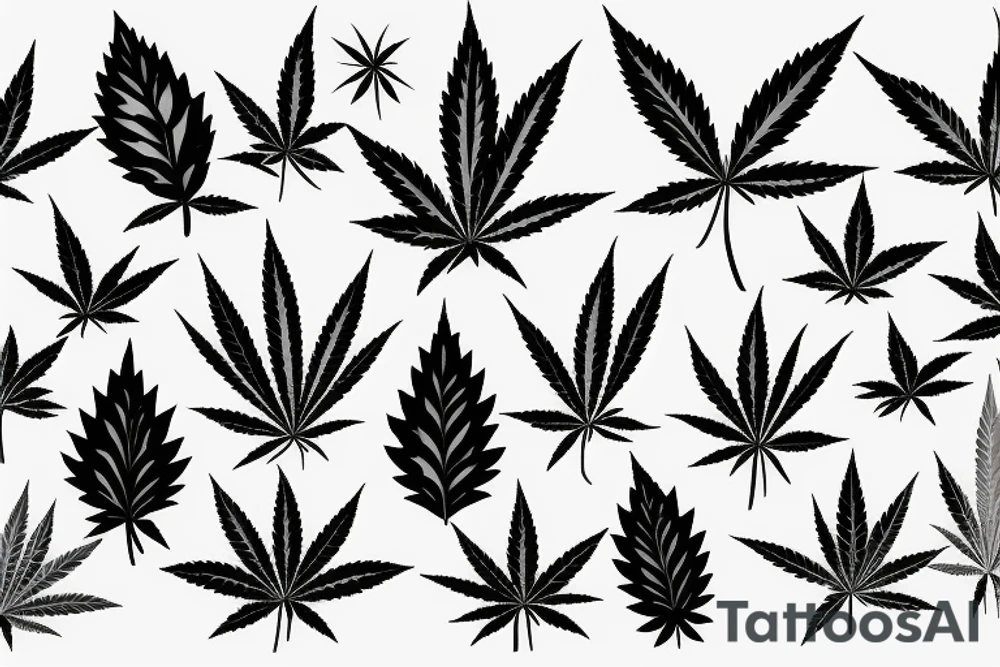 beautiful five leaf marijuana tattoo idea