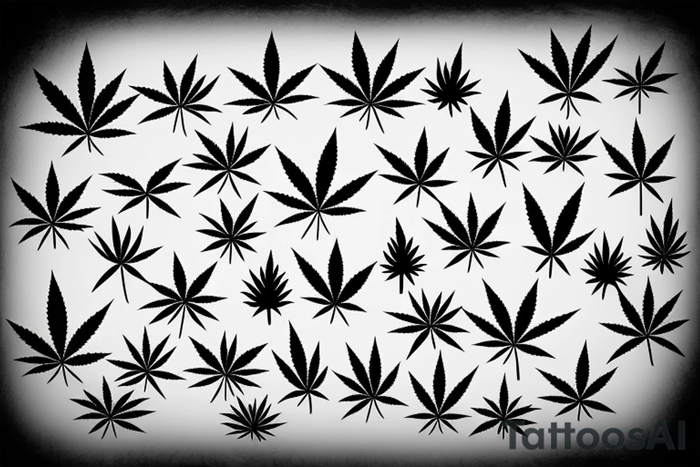 beautiful five leaf marijuana tattoo idea