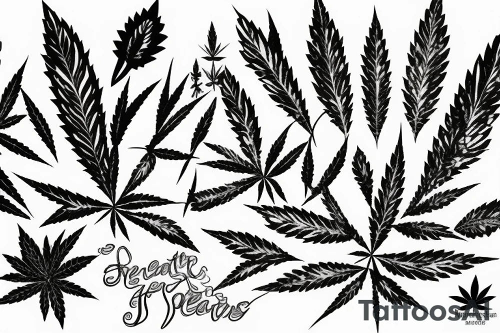 beautiful five leaf marijuana tattoo idea