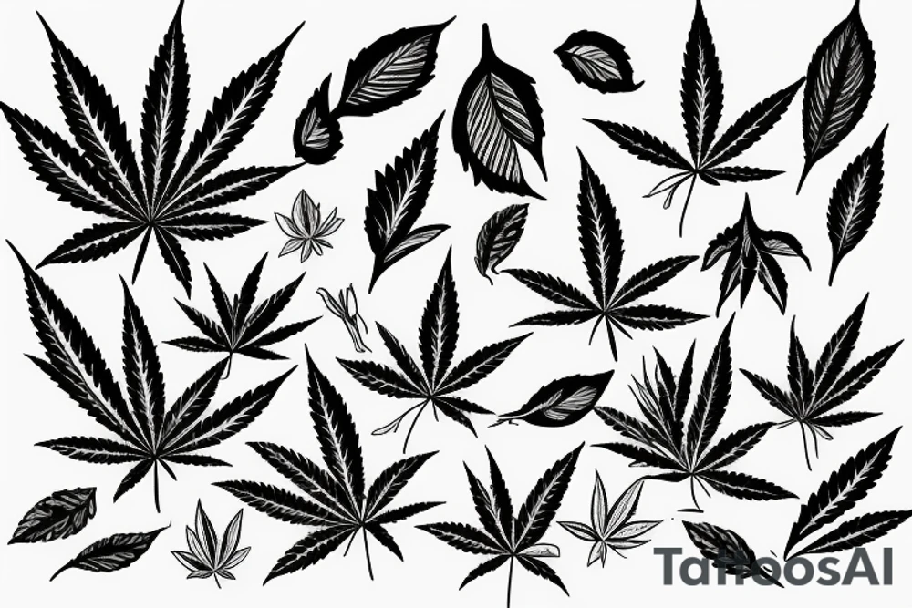 beautiful five leaf marijuana tattoo idea