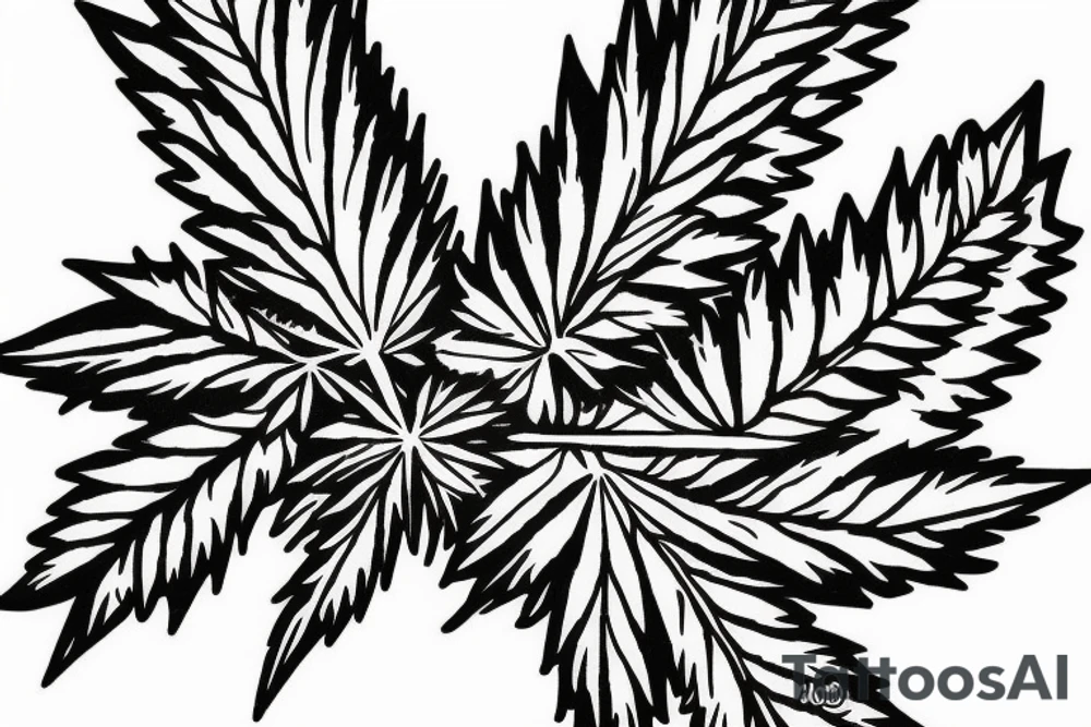 beautiful five leaf marijuana tattoo idea